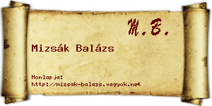 Mizsák Balázs névjegykártya