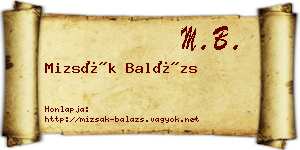 Mizsák Balázs névjegykártya
